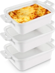 Set de 3 forme de copt din porțelan albe 160 ml