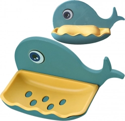 Savonieră de perete în formă de balenă cu scurgere