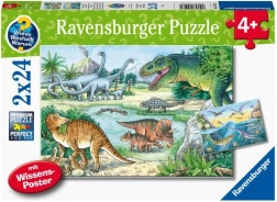 Puzzle Lumea dinozaurilor 2x24 piese de la Ravensburger