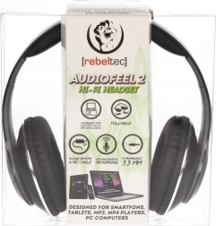 Căști stereo cu microfon AUDIOFEEL2 Black, jack 3,5 mm 4 pini