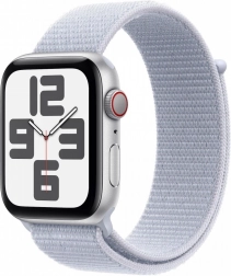 Ceas inteligent Apple Watch SE GPS + Cellular 44 mm argintiu cu curea sport albastră