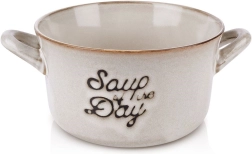 Bolă de supă din ceramică cu mânere 600 ml – gri