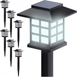 Lămpi solare de grădină GARDLOV, set 6 bucăți, alb rece, panou amorf