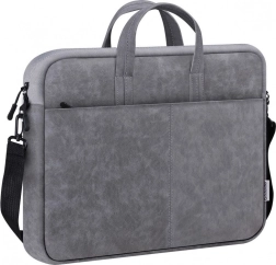Geantă laptop gri 15,6″ din piele ecologică