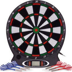 Țintă electronică pentru darts cu LCD, 38 cm, 18 jocuri, set cu 6 săgeți