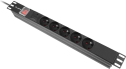 Listva distribuitorului de curent Rack PDU 19" 1U Lanberg 16A 5x230V 2m negru IEC C14