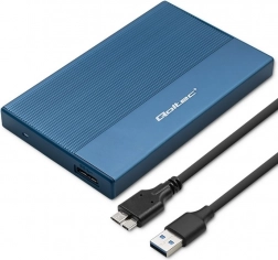 Carcasă din aluminiu pentru SSD/HDD SATA de 2.5" cu USB 3.0, 5 Gb/s, 2 TB – albastru
