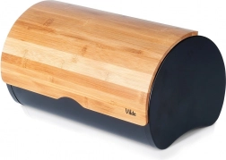 Cutie de pâine cu capac din bambus, oțel negru, 38 × 24 × 20 cm VILDE