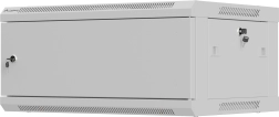 Dulap rack de perete 19" 4U 600 × 450 mm, gri, ușă metalică, LANBERG WF01 (flat pack)