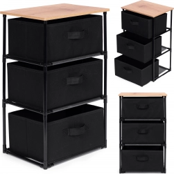 Raft textil depozitare cu trei niveluri, culoare neagră, ModernHome