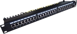 Patch panel 19'' 24x RJ45 cat.6, negru