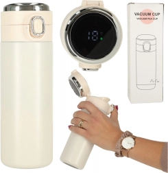 Cana termică cu cioc și afișaj LED 420 ml bej