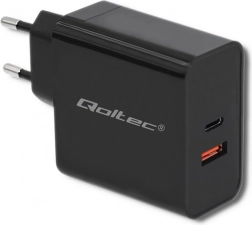 Încărcător Qoltec 63W cu USB-C PD și USB QC 3.0 negru