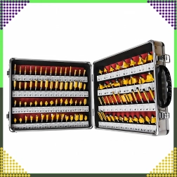 Set de freze profilate pentru lemn, 100 bucăți, coadă 1/4" (6,35 mm), în geantă din aluminiu