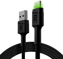 Cablu de încărcare și date USB-A la USB-C 120 cm cu iluminare LED GREEN CELL Ray
