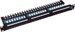 Patch panel UTP Cat 5e, 24 porturi, LSA, 1U cu raft