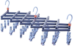 Uscător pliabil pentru rufe cu cleme, 29 clipsuri, albastru închis