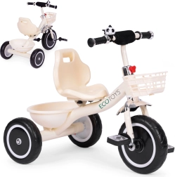 Tricicletă de echilibru pentru copii cu coș și clopoțel, bej, ECOTOYS