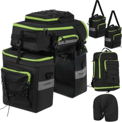 Set triplu pentru ciclism impermeabil TRIZAND 65 l – genți spate și rucsac 3‑în‑1