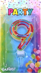 Lumânare de tort pentru petrecere cifra 9 – dungi