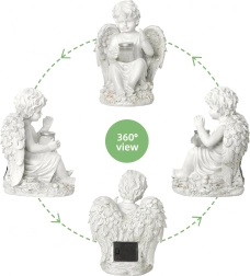 Figurină îngeraș solară cu lumină LED 18 cm