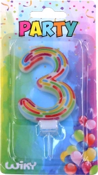 Lumânare de petrecere numărul 3 cu dungi