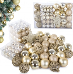 Set de ornamente de Crăciun, 100 de piese, cu stele aurii