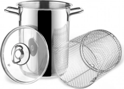 Oală din inox pentru sparanghel și paste cu coș și capac din sticlă ANETT 16 cm, 4,2 l