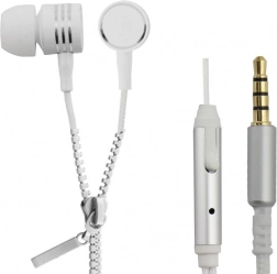 Căști in-ear Zipper cu microfon, albe