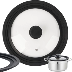 Capac universal din sticlă 3 în 1 RUHHY 24/26/28 cm cu margine din silicon