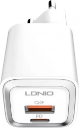 Încărcător rapid LDNIO 20W cu USB‑C și USB + cablu USB‑C – Lightning (MFi)
