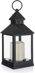 Lanter­nă LED solară neagră 10 × 10 × 23 cm