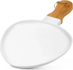 farfurie de servire din porțelan Terrestrial 34,5 × 21 cm cu mâner din bambus