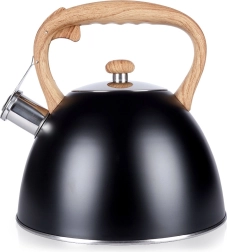 Ceainic de inox cu fluier pentru aragaz 3 l, negru Vilde