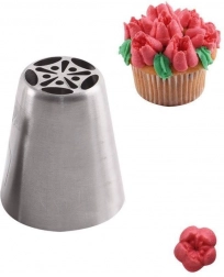 Duza rusească pentru cofetărie, formă lalea, din oțel inoxidabil