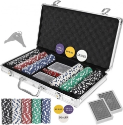Set de poker 300 jetoane în servietă din aluminiu