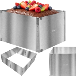 Ruhhy cadru reglabil de cofetărie pentru tort și prăjituri din oțel inoxidabil 20–38 x 24–45 cm, înălțime 15 cm