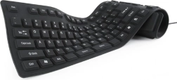 Tastatură din silicon impermeabilă USB cu funcție OTG, neagră