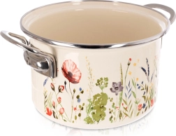 Oală emailată crem cu motiv de maci 18 cm, 2 l