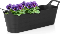 Jardinieră din plastic alungită cu mânere 44,5 cm neagră