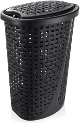 Coș de rufe din plastic 45 l cu capac, negru