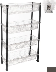 Raft îngust (slim) din plastic, 4 niveluri, transparent