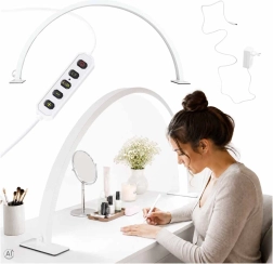 Lampă cosmetică LED de masă, fără umbre, pentru manichiură, tip arc, albă