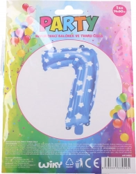 Balon gonflabil cifră 7 – albastru cu steluțe (74 × 50 cm)