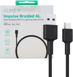 AUKEY cablu USB-C la USB-A 0,9 m, 60 W PD, împletitură din nailon, negru