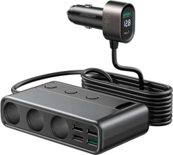 Încărcător auto multiport JOYROOM cu USB și USB‑C cu încărcare rapidă (negru)