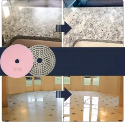 Set de 10 discuri de lustruit diamantate 80 mm, utilizare uscată și umedă, prindere cu arici, granulație 3000