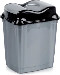 Coș de gunoi din plastic cu capac batant 9 l, gri