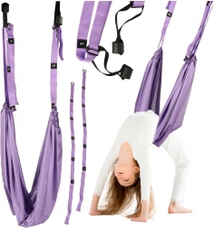 hamac violet pentru aerial yoga și legănare senzorială, capacitate 100 kg