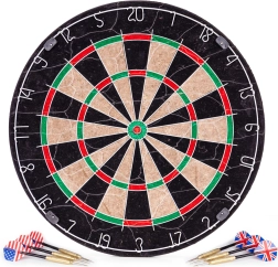 Țintă din sisal pentru darts 46 cm cu 6 săgeți metalice